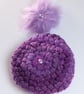 Hat hand made crochet puff stitch with handmade faux fur detachable pompom  - Image 3