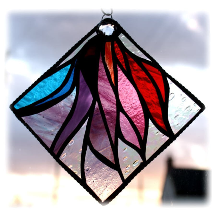 Ribbons Stained Glass Suncatcher Handmade Windy Day