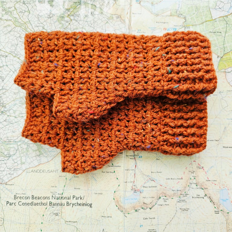 Orange Spice Hiking Mitts, Merino Wool Fingerless Wrist Warmers