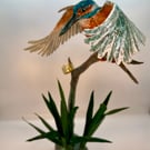 Papier maché kingfisher bird sculpture 