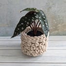Crochet vase, recycled jar cover, home decor, free postage