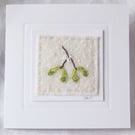 HAND EMBROIDERED CHRISTMAS CARD MISTLETOE