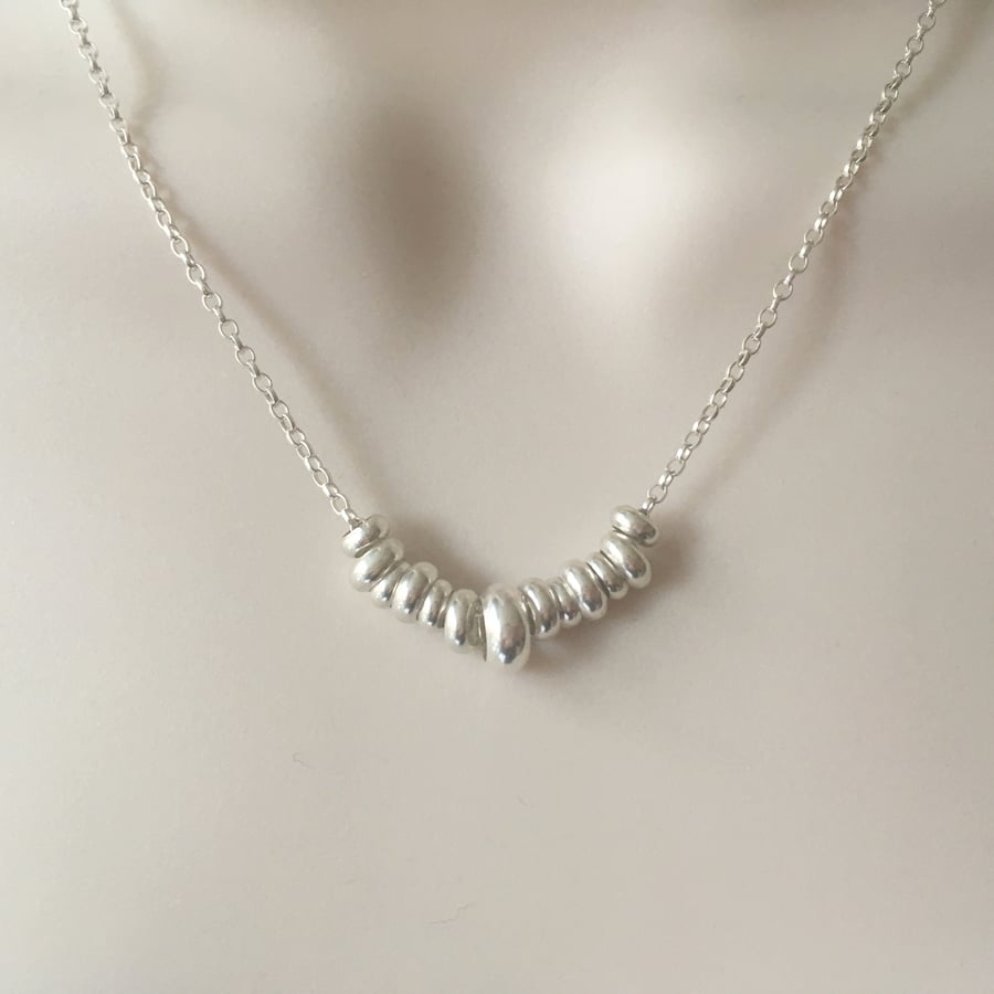 Sterling Silver Rings Choker Necklace, 