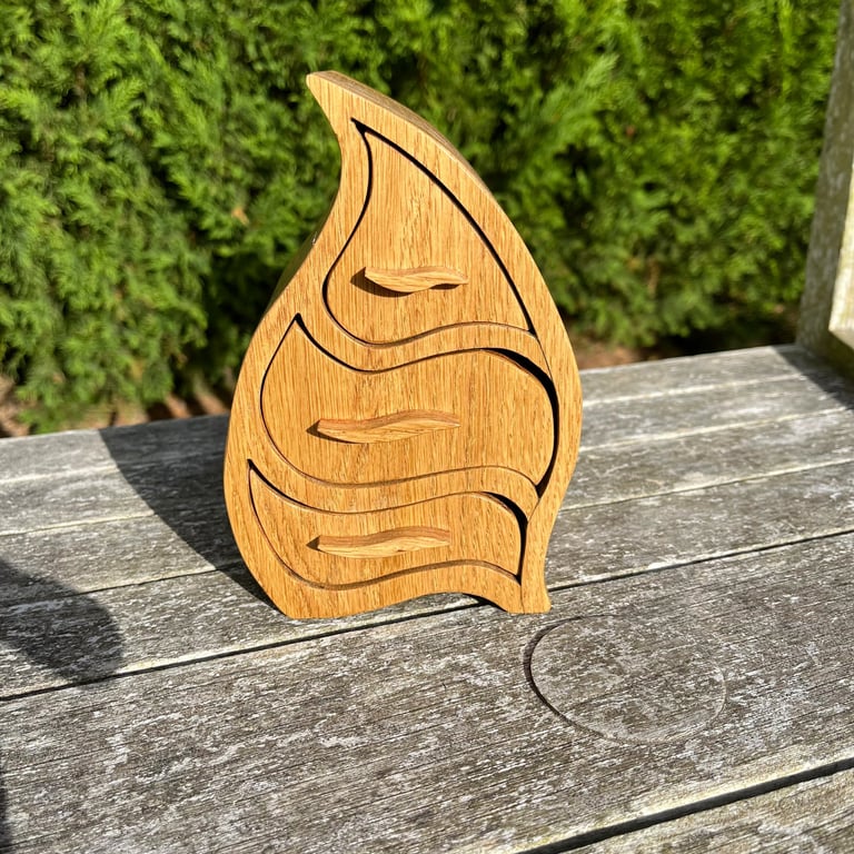 Oak Wood 'flame ' Jewellery - Trinket Box