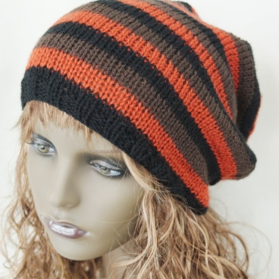 Hand knitted oversized slouchy beanie hat