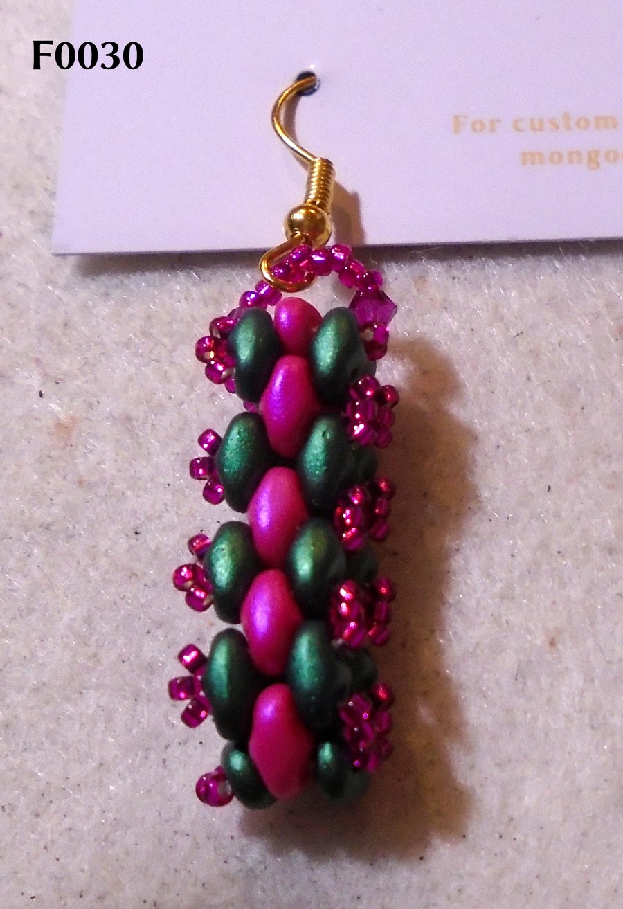 Brickwork-pattern bead earrings (customisable)