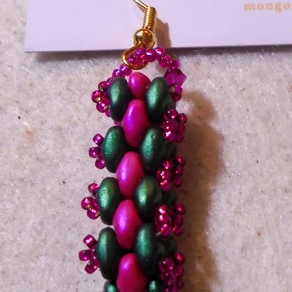 Brickwork-pattern bead earrings (customisable)