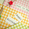 'Gingham' Gift Tags, Handmade Message Tags 3pack