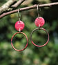  Red Copper Hoop Dangle Earrings - Image 2