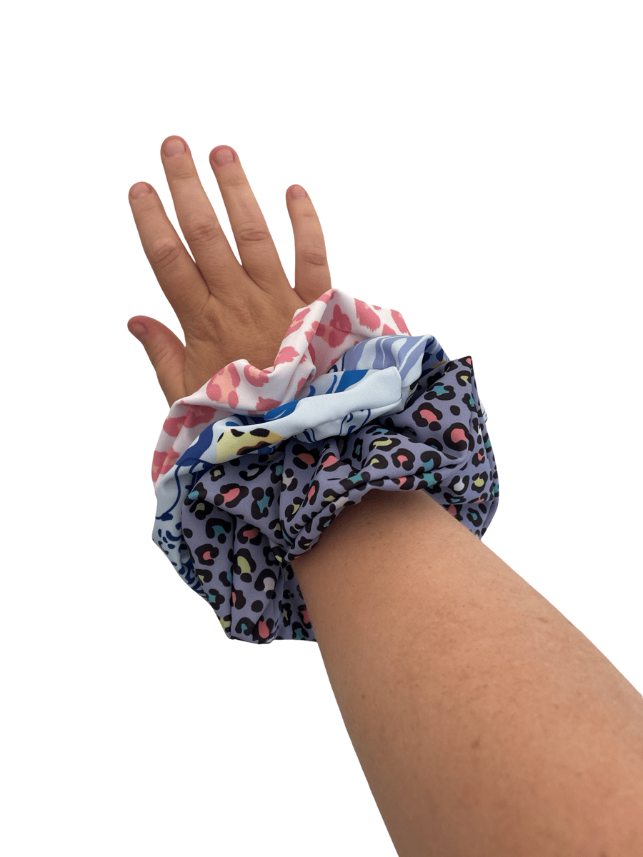 SPF 50 Swim Beach Scrunchies – Quick-Dry Sun Protective Hair Ties, Set of 3 