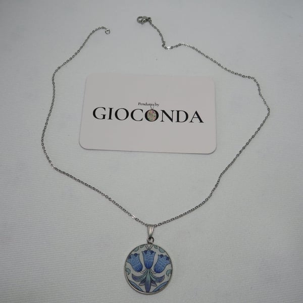 Hand Crafted Pretty Pendant - Made Using Liberty Print Fabric 