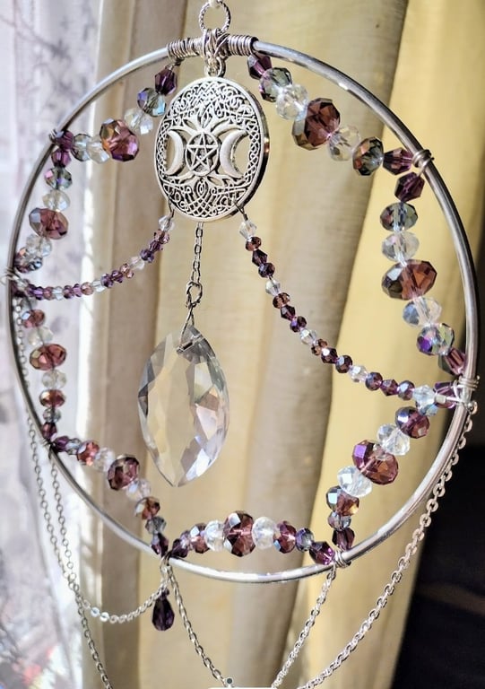 Sun catcher, triple moon goddess sun catcher 
