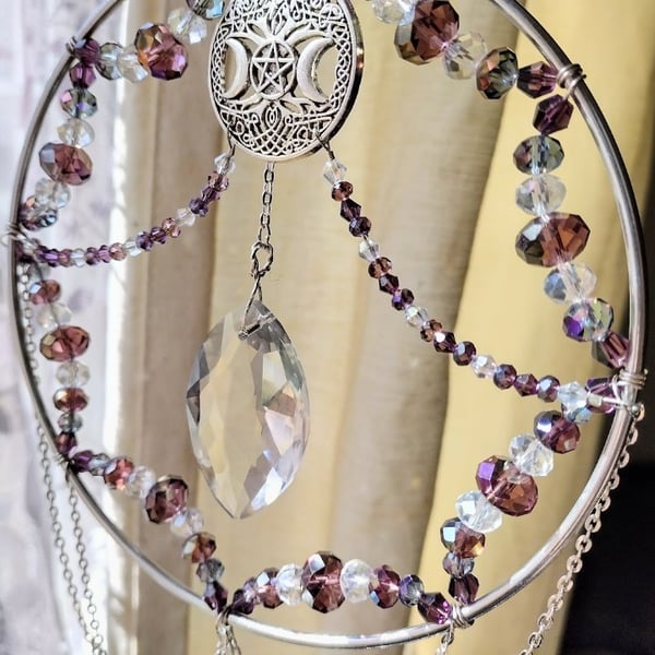 Sun catcher, triple moon goddess sun catcher 