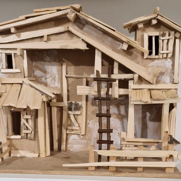 Wooden Christmas Nativity Stable, Manger 