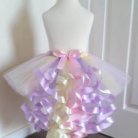 Beautiful Pastel Style Tutu with Train - Ages From 1-2 Years to 5-6 Years UK