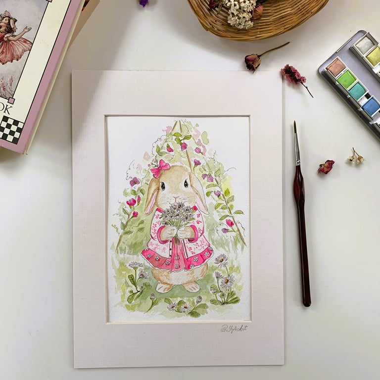 April Bunny - Rabbit art - Children's room decor