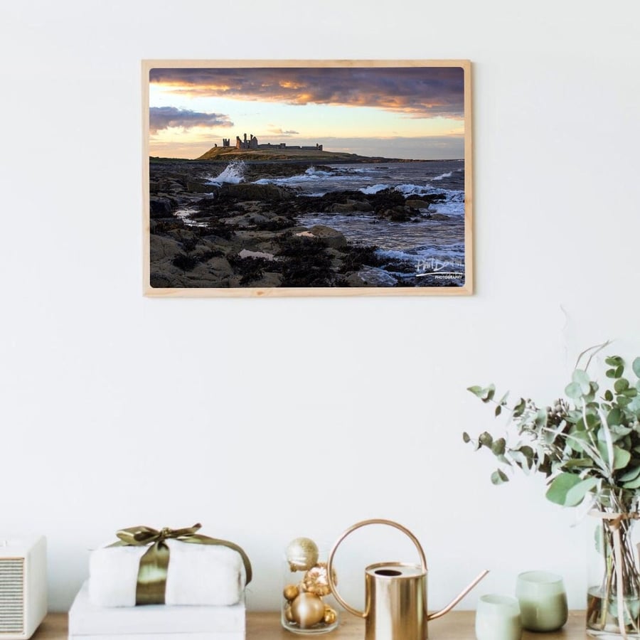 Dunstanburgh Castle - Last of the Light A4 Print - Wall Decor, Home Photography,