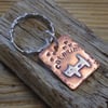 Copper and silver 'cat mum' mixed metal keyring 
