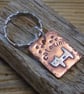 Copper and silver 'cat mum' mixed metal keyring  - Image 1