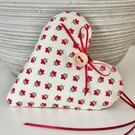 FOLK STYLE RED FLOWERS FABRIC HEART DECORATION