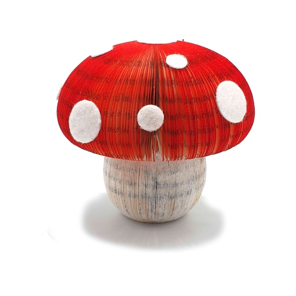 Toadstool decoration made from a book