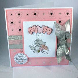 Cute bear Mum card - birthday or Mother's Day card