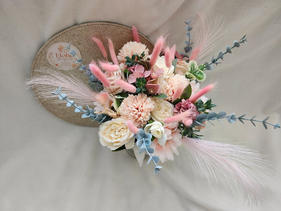 Pink Fizz Brides Bouquet and Buttonhole