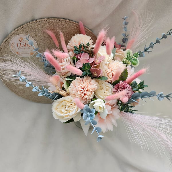 Pink Fizz Brides Bouquet and Buttonhole