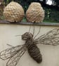large bee, woven willow, natural, pollinator, handmade, sculpture, made to order