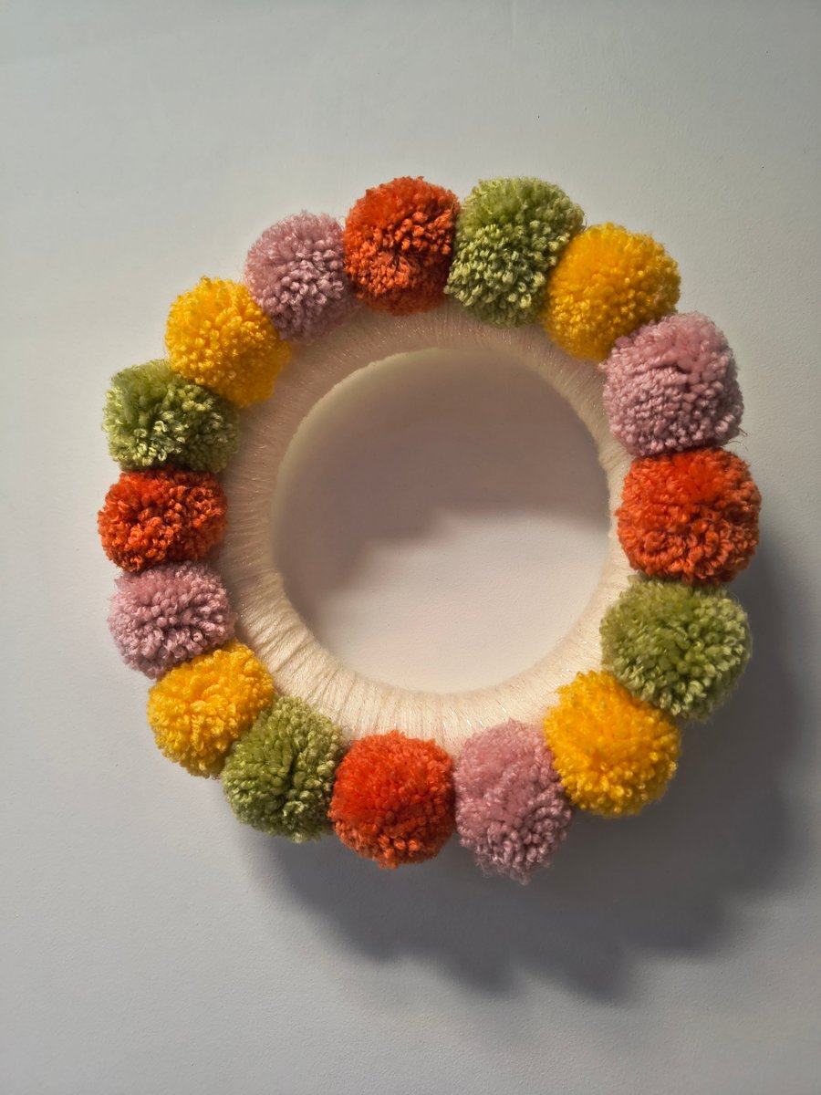 Soft Autumn pom pom wreath