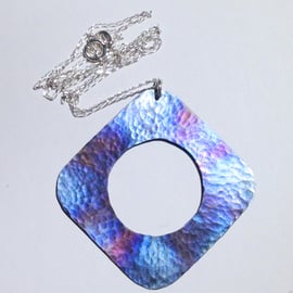 Coloured Titanium Retro Pendant Necklace - UK Free Post