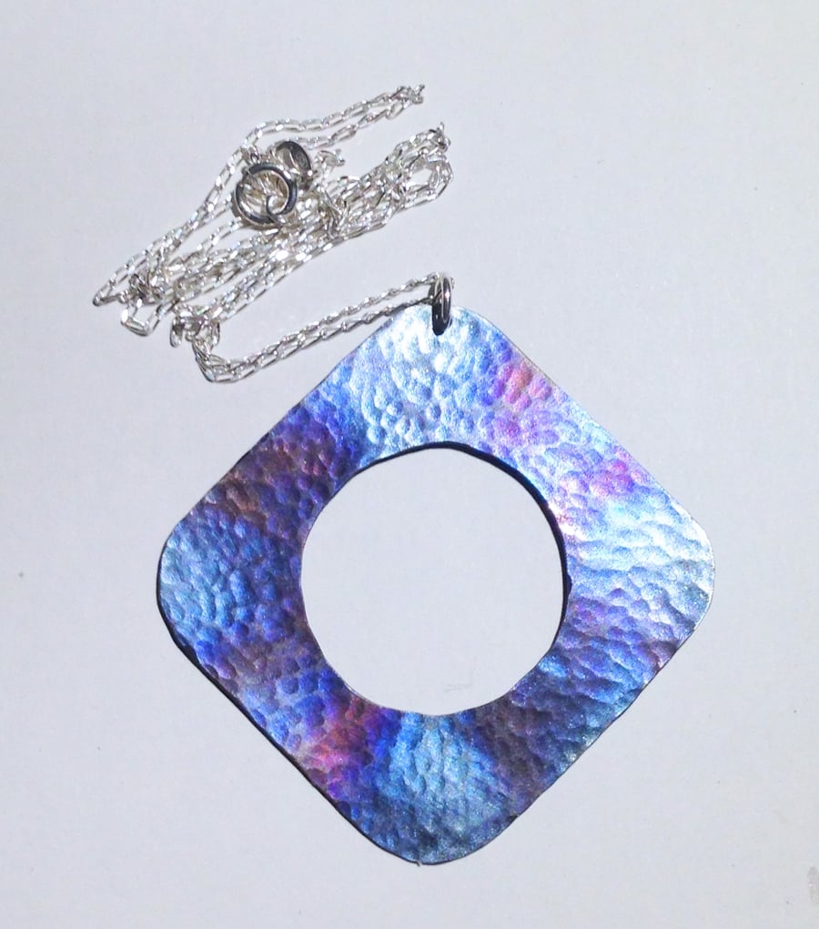 Coloured Titanium Retro Pendant Necklace - UK Free Post