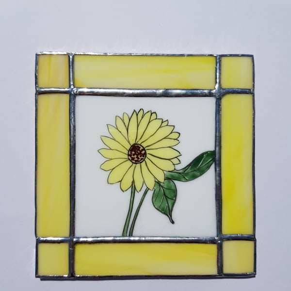 218 Stained Glass Sunflower painting - handmade hanging decoration.