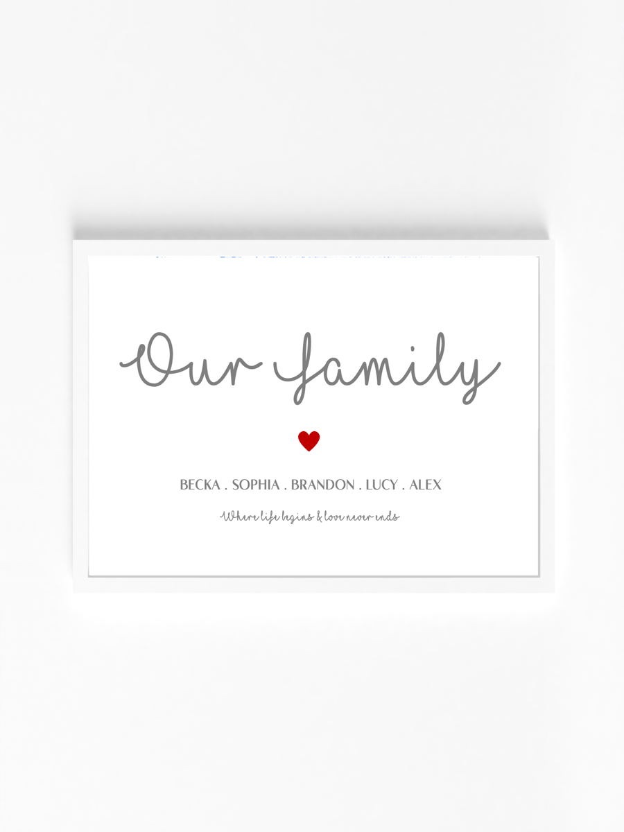 Personalised Our Family Print
