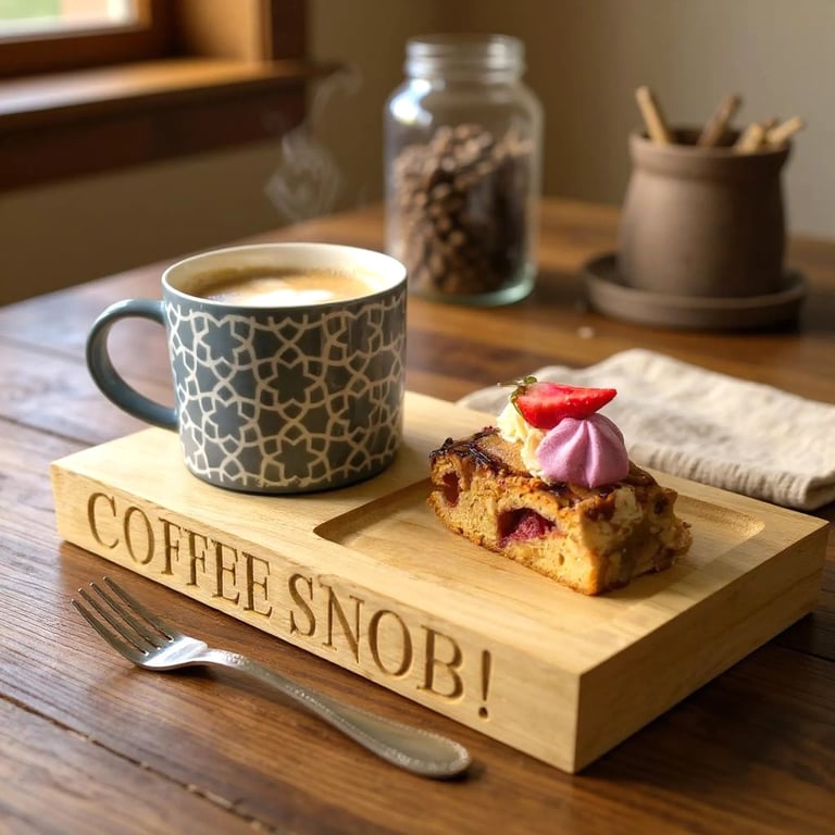 Personalised Oak Coffee Tray – Handmade Engraved Gift