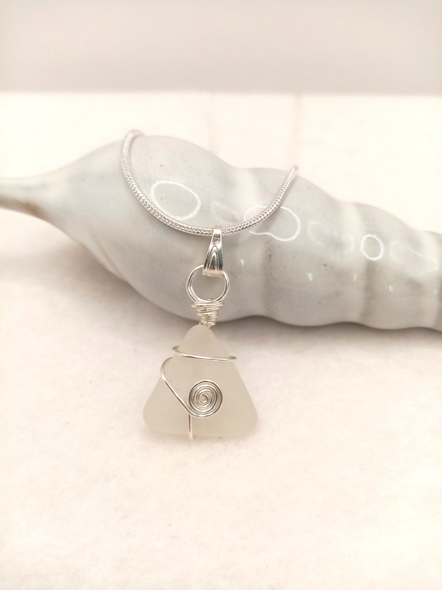 Wire Wrapped Sea Glass Necklace, Sea Glass, Gifts for her, Free Postage