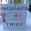 Reserved for Rachel, new baby twins card