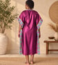 Handmade Plum Silk Kaftan with Ankara Trim – UK Size 14 - Image 6