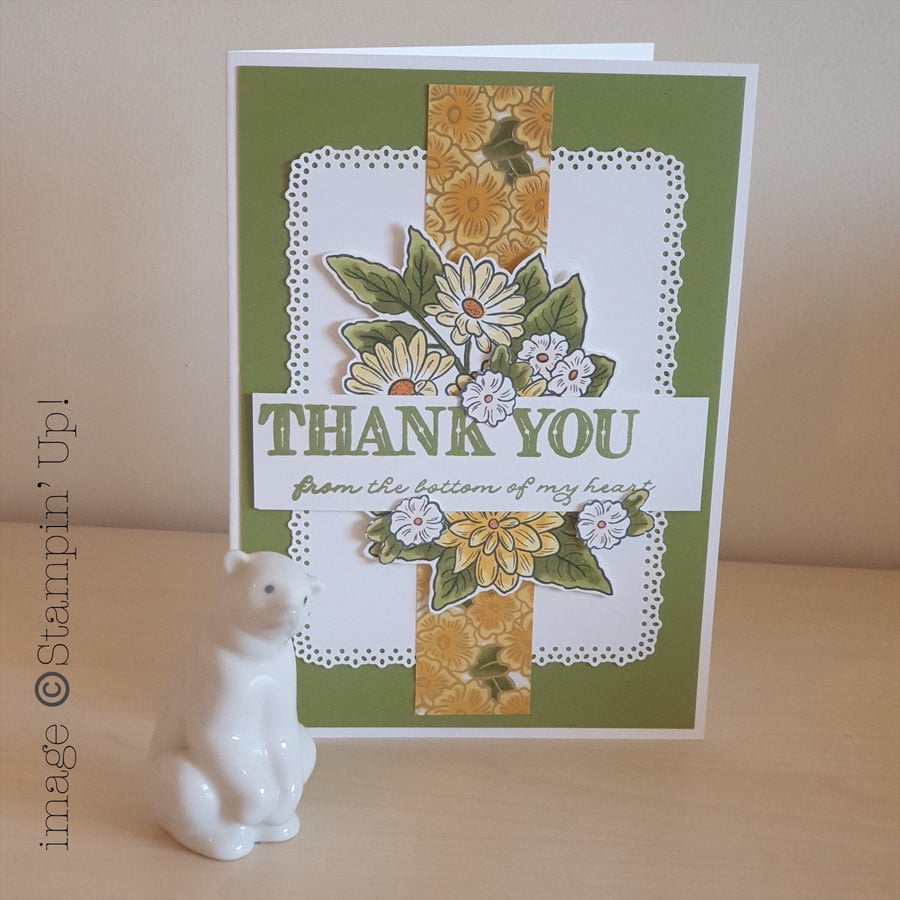 Stampin Up! floral thank you card - Folksy