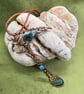 Antique copper and Blue Apatite stone witches staff pendant