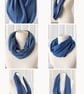 Denim Blue with Gold Speckles Infinity Scarf, 100% cotton  - Image 6