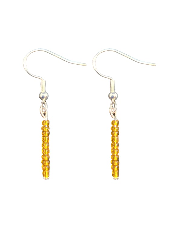 Yellow Miyuki Seed Beads - 925 Sterling Silver Hooks