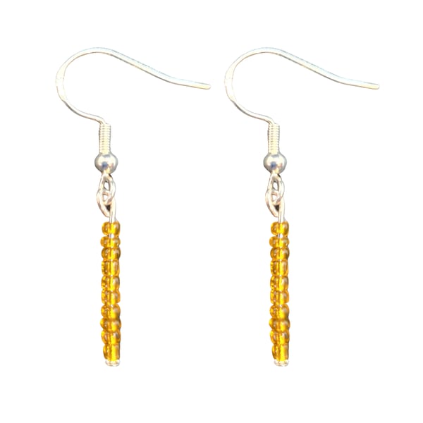 Yellow Miyuki Seed Beads - 925 Sterling Silver Hooks