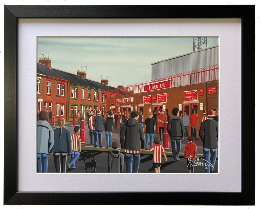 Sunderland AFC, Roker Park, Quality Framed Football Art Print.14" x 11" Frame