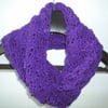 purple, crocheted cowl neck scarf 
