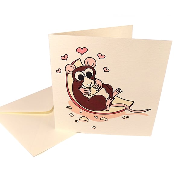 Rat Loves Cheese Valentine's Card - cute love card, Seconds Sunday