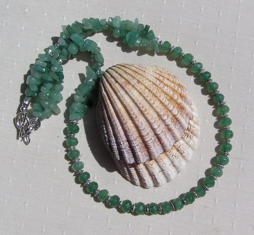 Green Aventurine Crystal Gemstone Statement Chakra Necklace "Emmaline"