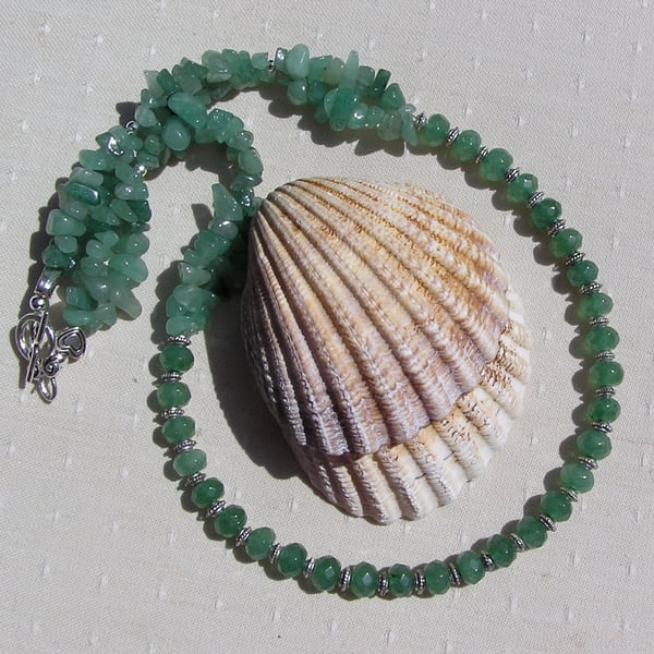 Green Aventurine Crystal Gemstone Statement Chakra Necklace "Emmaline"