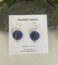 Navy blue and brass polymer clay earrings  - Image 4