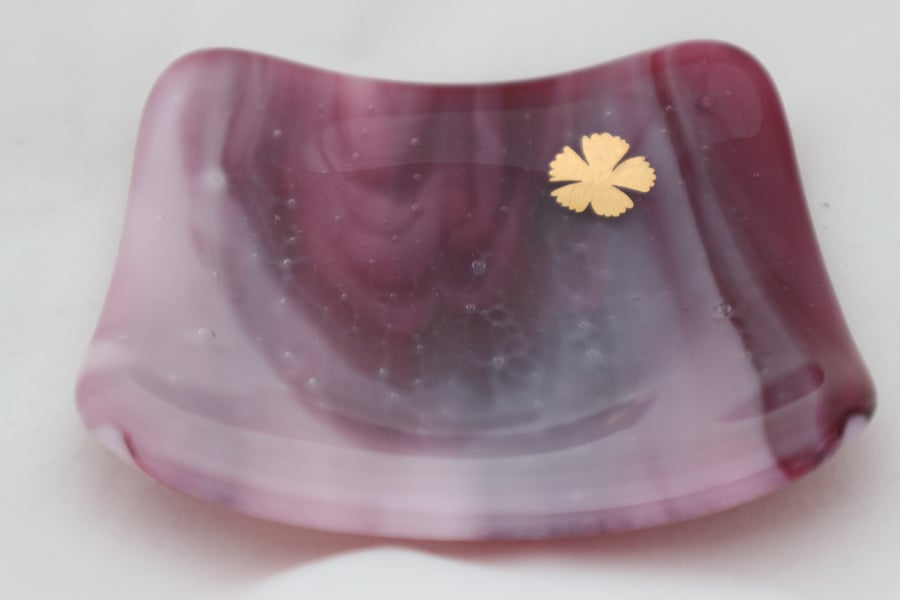Handmade fused glass trinket bowl or soap dish RESERVED FOR JO